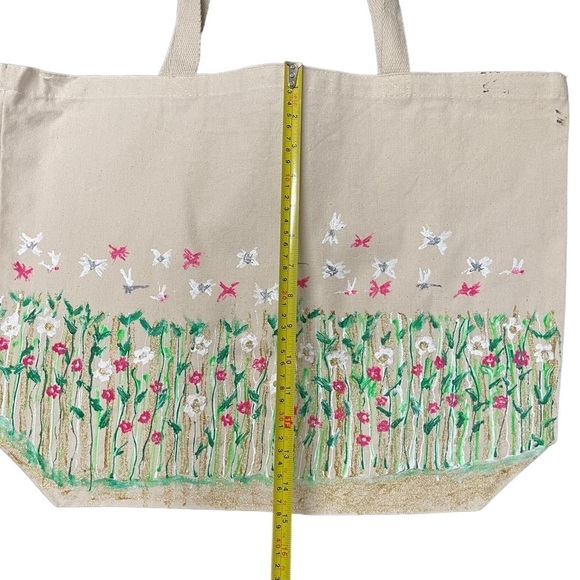 Hand painted canvas reusable tote bag - Picture 4 of 6